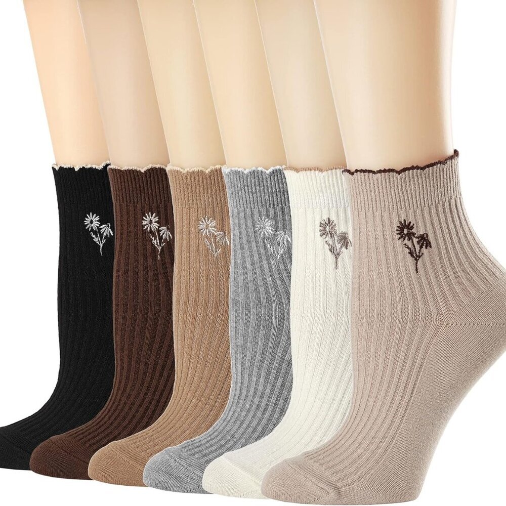 Womens Socks, Ruffle Turn-Cuff Casual Ankle Breathable Cool Knit Cotton Lettuce